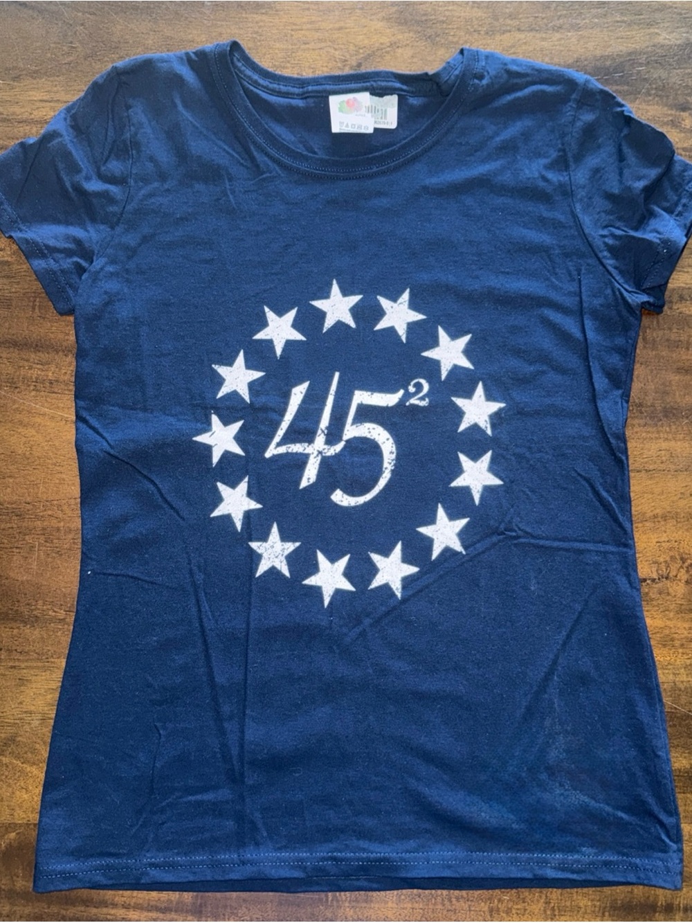 45 Squared Trump 2020 Navy Short Sleeve T Shirt Republican Political Womens S